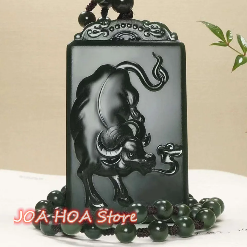 

Latest Exquisite Quality Hand Carved Natural Hetian Jade Qing-jade Double-sided Engraving Pendant Necklace Chain Fine Jewelry