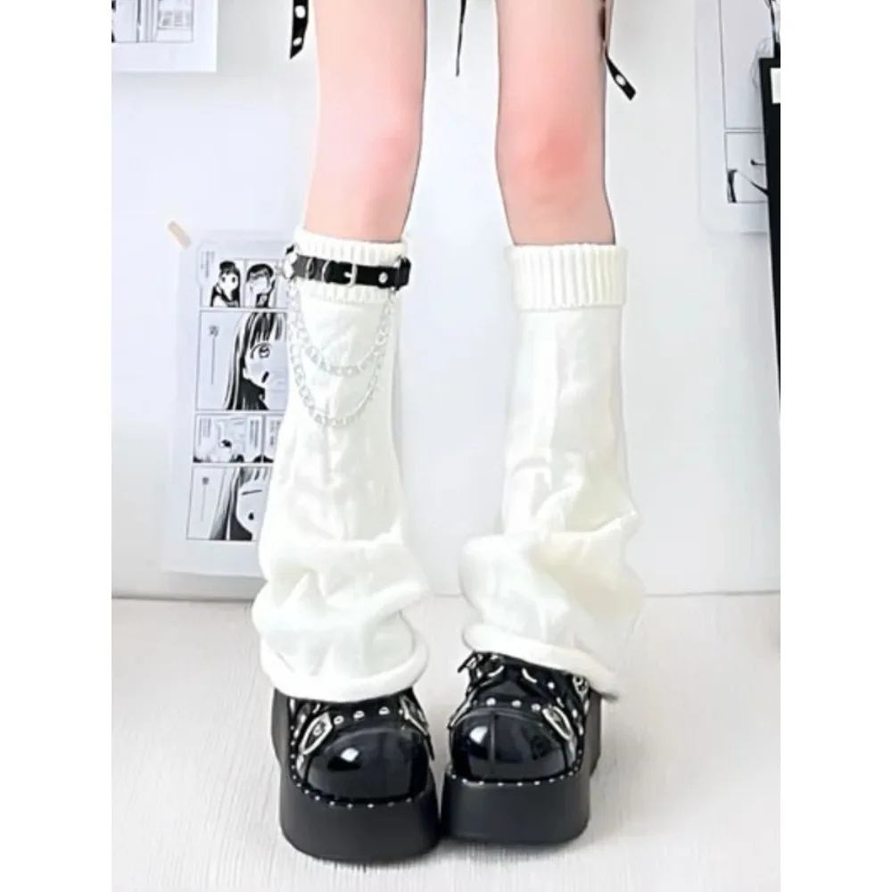 Spicy Girls JK Slouch Knee High Stacked Socks Women's Autumn/Winter Knitted Wide-Leg Striped Calf Flared Cuff Leg Warmers image 2