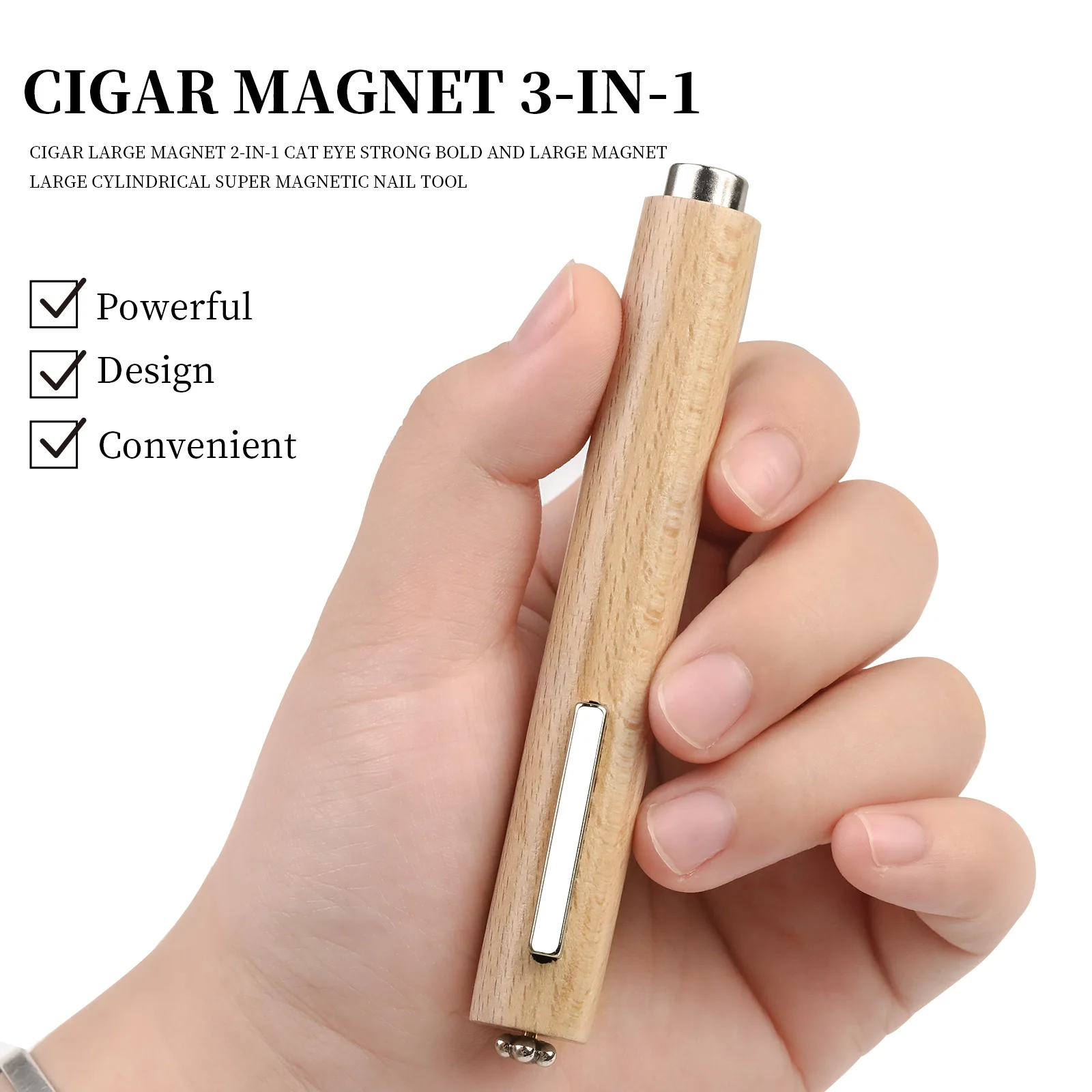 Wielofunkcyjny magnes Cat Eye 3 w 1 do zdobienia paznokci Mocny sztyft magnetyczny Duże cylindryczne magnetyczne narzędzie do paznokci — zdjęcie 3