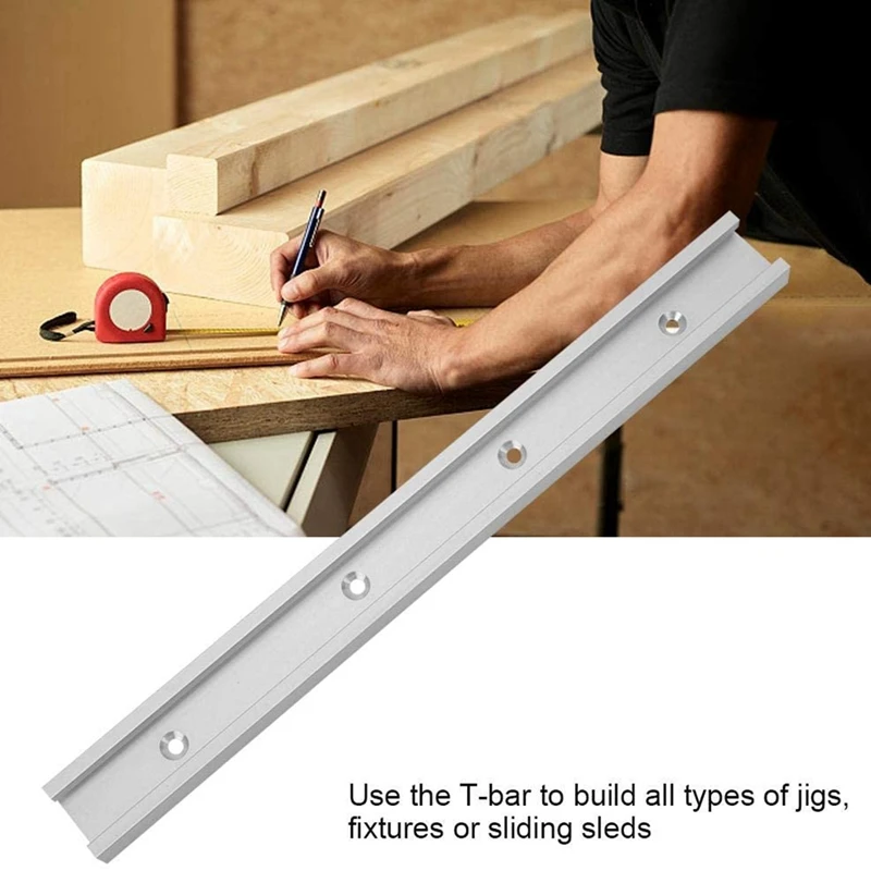 HOT-Aluminum Alloy T-Slot Connection Guide Rail Template T-Bar Woodworking Chute (600 Mm/23.6 Inches)