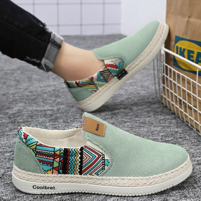 Nieuwe Heren Sneakers Casual Zomer Low-Top Corduroy Schoenen Vissersschoenen Luie Schoen Slip-On Stoffen Schoen Trendy Heren Schoenen Tênisnarged