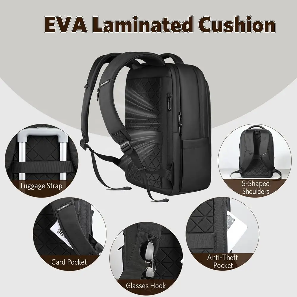 Laptop Backpack or Men, 17 Inch BusinTravel Backpack with USB Charging Port, Water Resistant Computer Backpack Bag or Work/Oice/