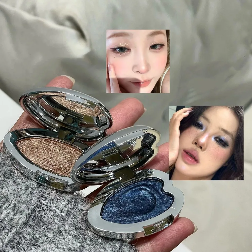 Paleta Cieni do Powiek Perłowo-Niebieska Metaliczna Punk Smoky Purple Mashed Potato Wodoodporny Brokatowy Cień do Powiek w Kształcie Serca