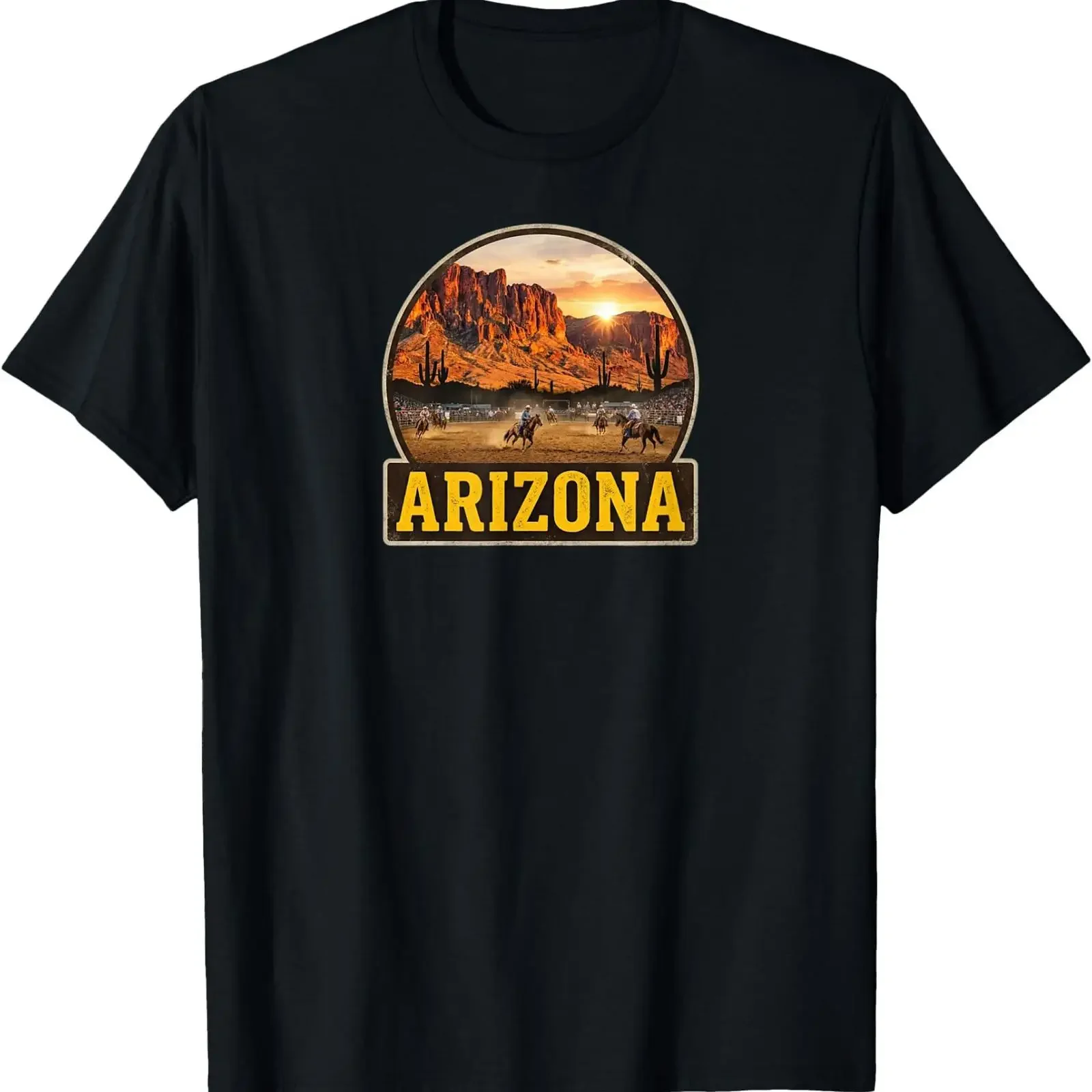 Arizona Red Rock Mountain Rodeo T Shirt vintage Washed Top For Everyday Wear Casual designer clothes Slightly Breathable
