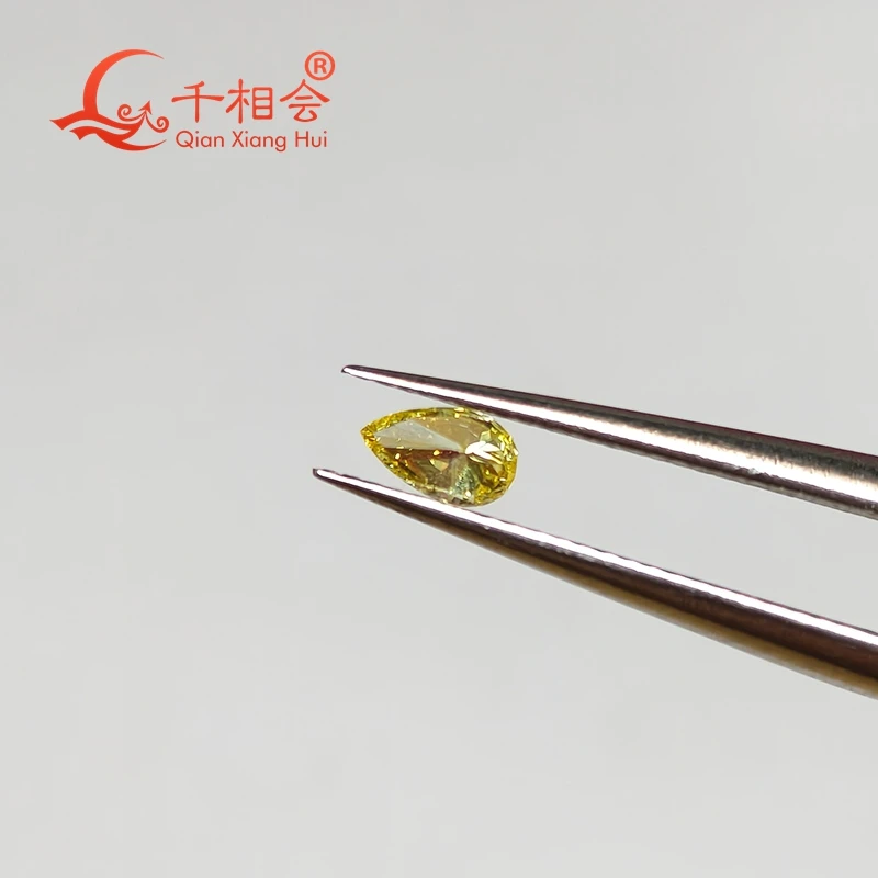 HPHT lab-grown diamond Melee pear-shaped vivid yellow color VS1 clarity, perfect for fine jewelry crafting loose stone view 6
