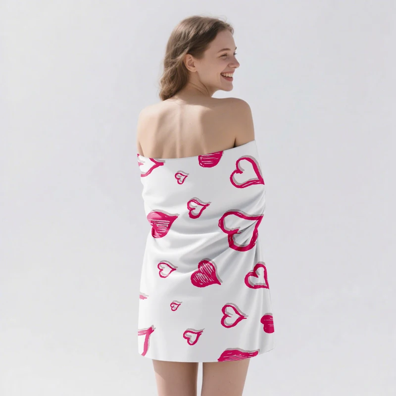 منشفة شاطئ على شكل قلب وردي من ديزني كارتون ألياف دقيقة للغاية خفيفة الوزن وسريعة - جافة لمتعة الشاطئ والسفر والسباحة وسهلة التخزين