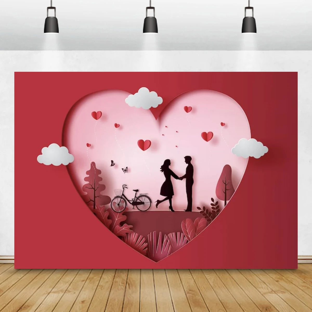 Valentine's Day Backdrop Lover Couple Heart Tree Background Wedding Engagement Party Anniversary Decoration Banner Photography