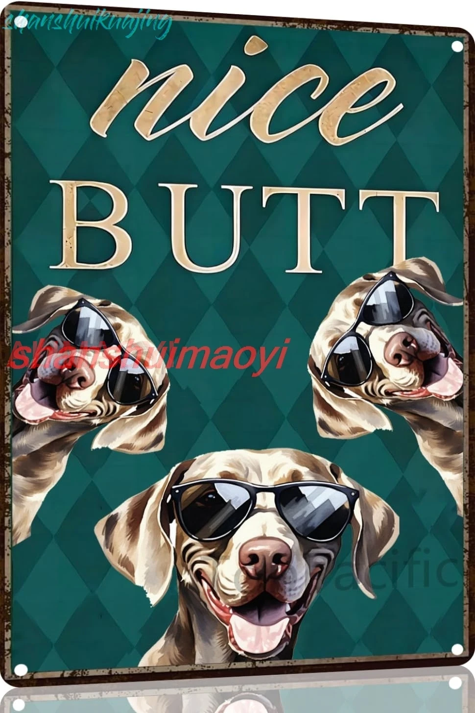 Weimaraner 12x8 inch Nice Butt Sign Bathroom Decor- Weimaraner Metal Poster Weimaraner Lover Gift Art Funny Weimaraner Wall sign