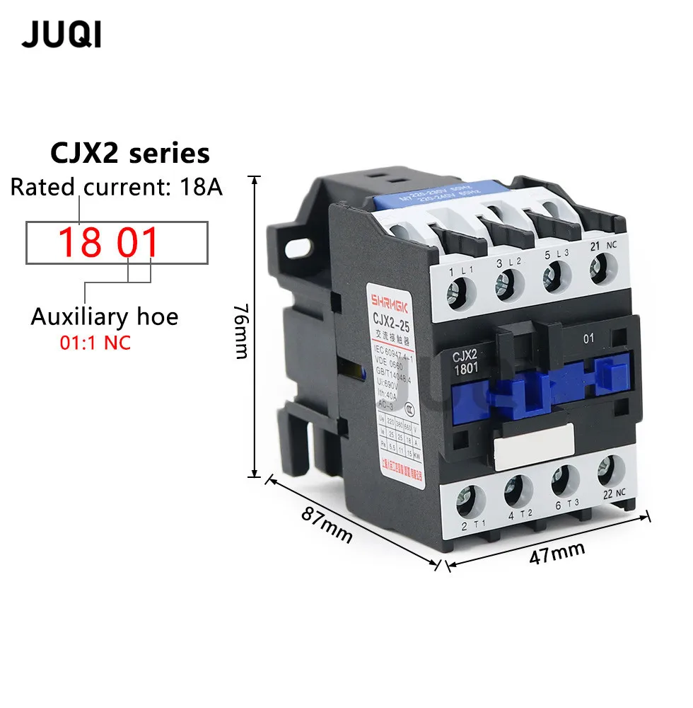 AC Contactor CJX2-1801 18A switches LC1 AC contactor 3 phase voltage 380V 220V