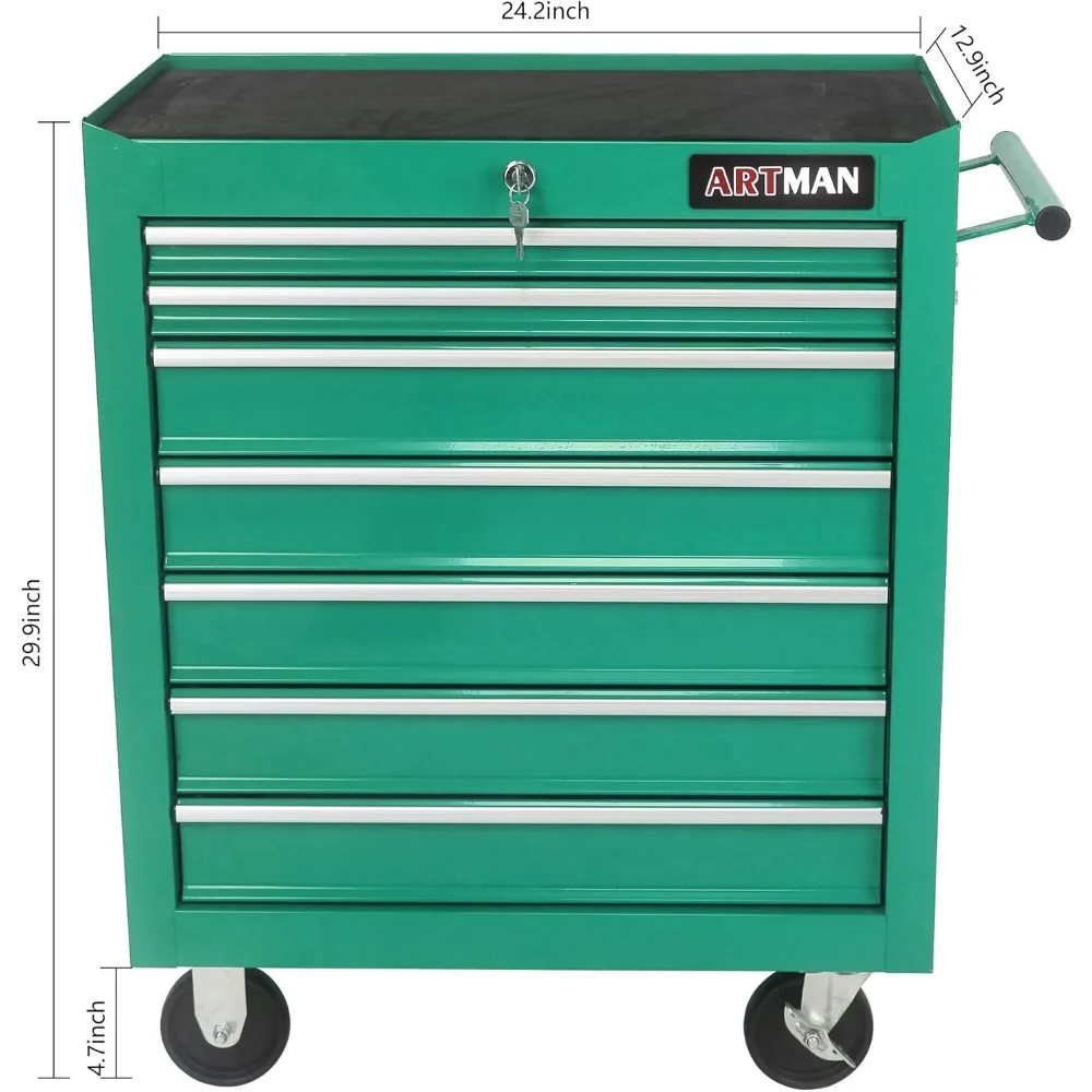 7 Drawers Rolling Tool Chest Cart ,24.2*12.9*29.9"Tool Storage Cabinet With 4 Wheels.Portable Tool Cabinet Trolley With Locking
