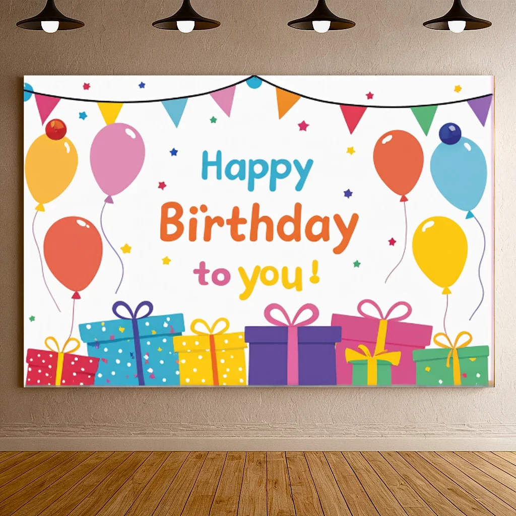 Kid Happy Birthday Party Balloon Theme Photography Vinyl BackgroundSupplies Kid Photo Prop Backdrop Wall Decor