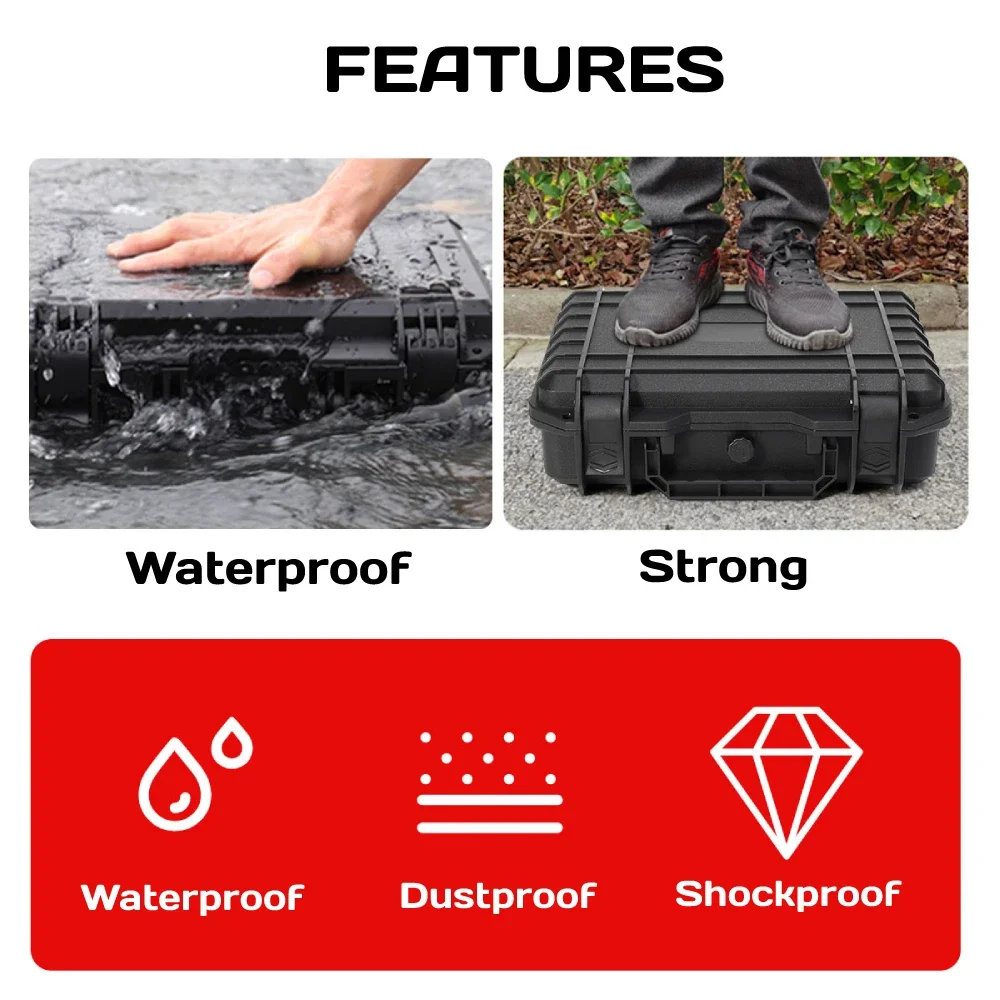 Plastic Safety Equipment Case Waterproof Hard Carry Tool Box Shockproof Storage Box with Sponge for Tools Camera