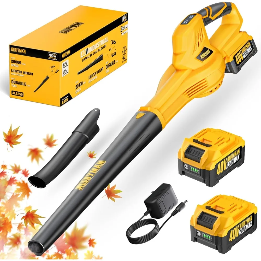 40V Max Cordless Blade Blower, 130CFM1 50MPH Electric Blade Blower, Equipped with 2 * 2.6AH Batteries and Fast Charger