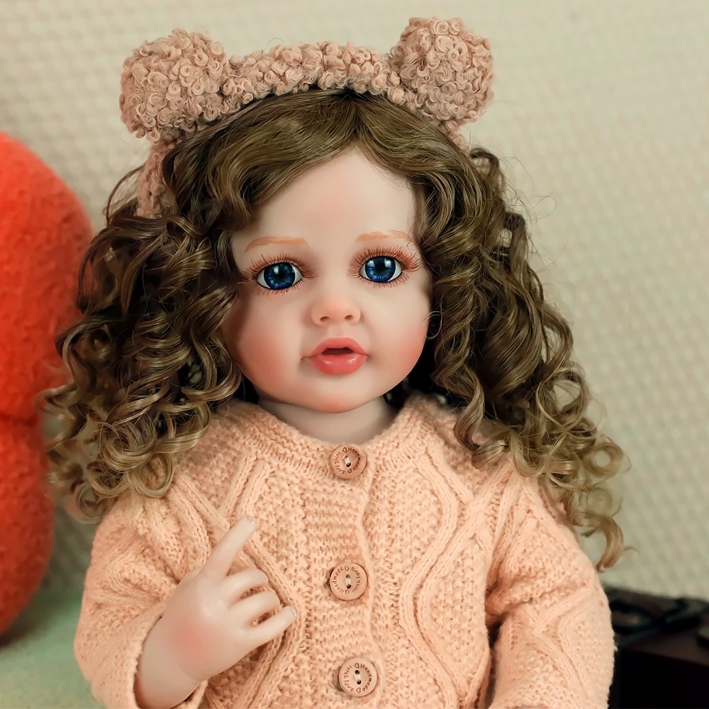 55 سنتيمتر تولد من جديد طفل فتاة دمية بيتي كامل لينة سيليكون الفينيل الجسم مع شعر أشقر الأميرة نابض بالحياة دمية طفل هدية عيد الميلاد لفتاة