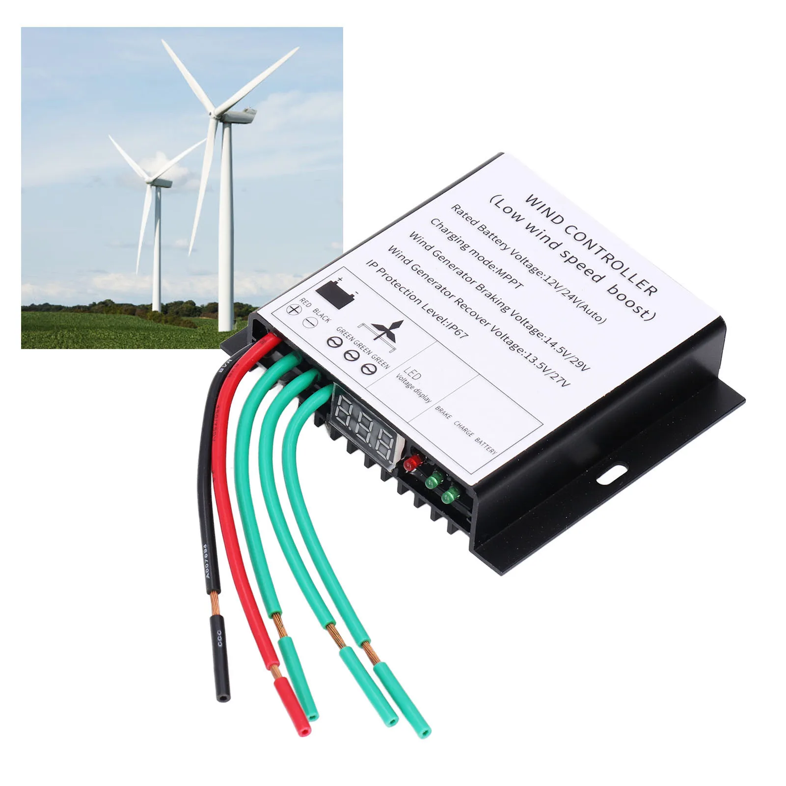 Wind Controller Fast Heat Dissipation LED Indication 100-400W Wind Turbine Controller 12V 24V High Efficiency for Fishing Boat