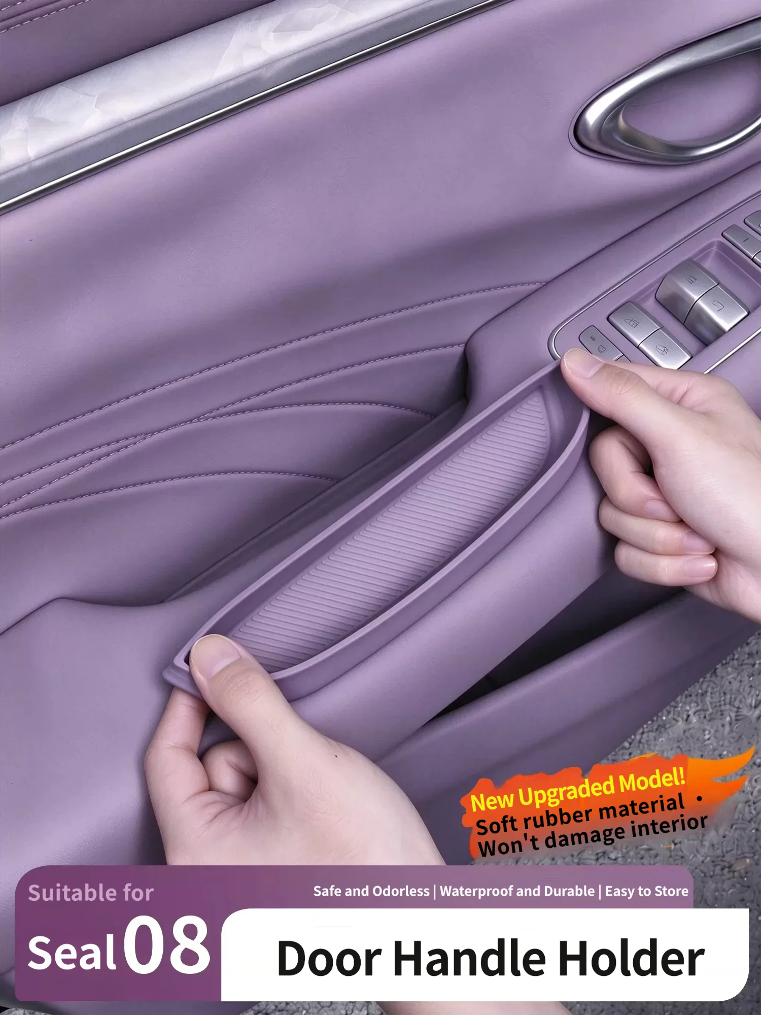 For BYD SEAL 08 2026 2027 Car Door Inner Handle Silicone Storage Pad Interior Door Handle Storage Box Accessories