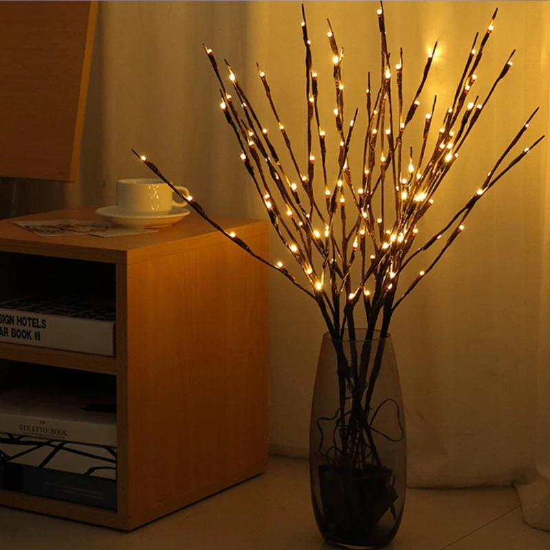 73cm 20 Bulbs LED Willow Branch Lamp Artificial Branch Willow Twig Vase Lights Battery Powered  Wedding Party Fairy DIY Decor