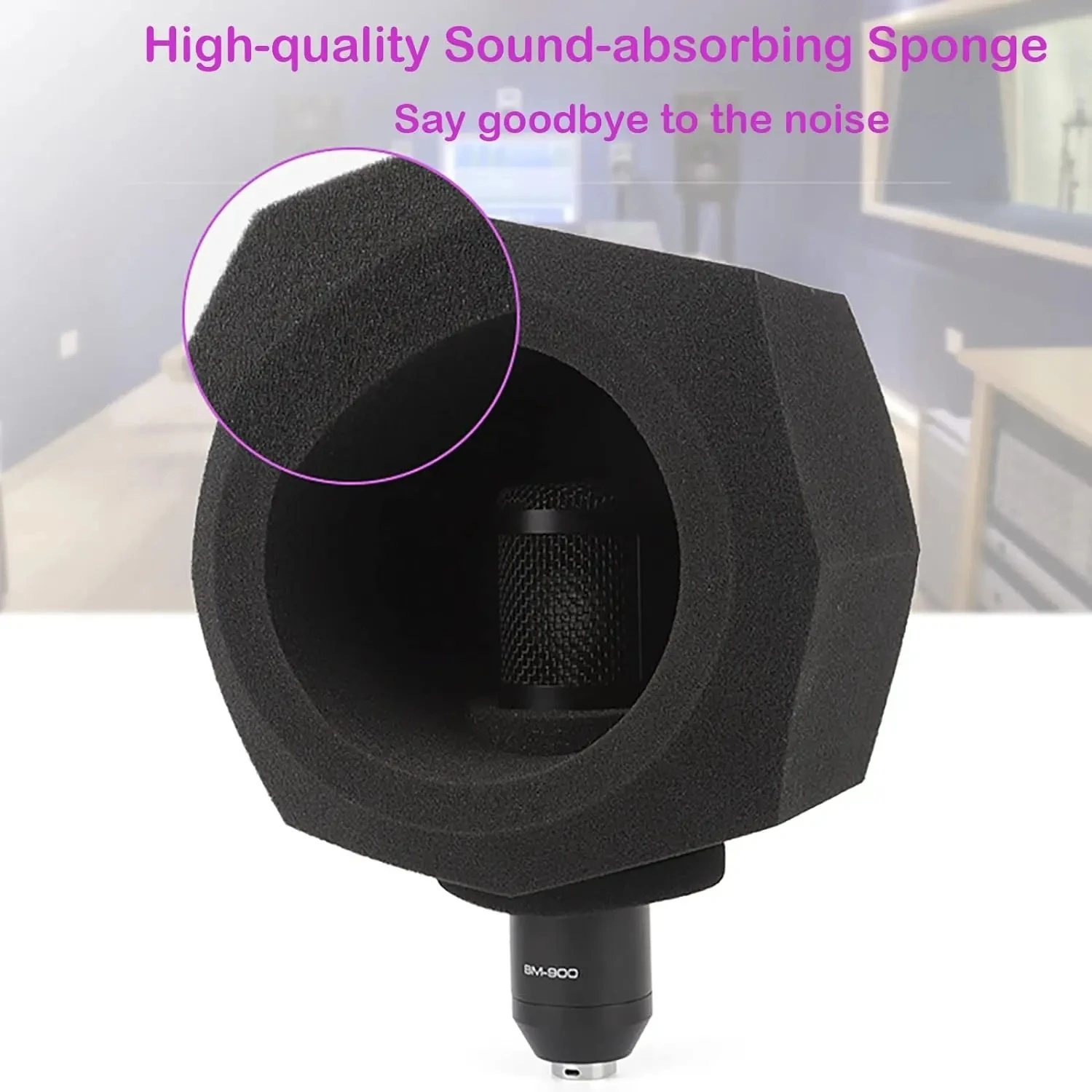 Microphone Wind Shield Pop Filter Isolation Ball Acoustic For Record Studios Mic Sound-Absorbing Foam Five-sided Seal view 3