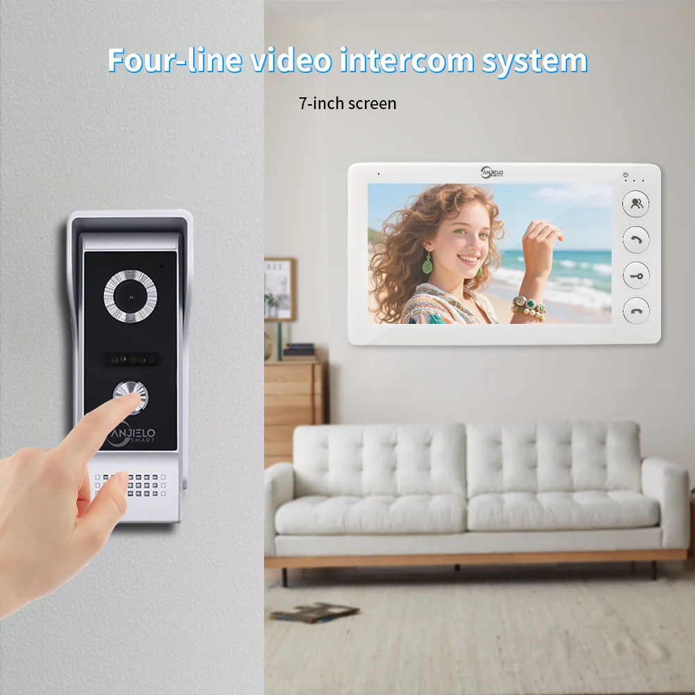 7 Inch Video Intercom System Outdoor Metal Doorbell Waterproof Cold Resistan Video Door Phone for Home Night Vision Lock Unlock