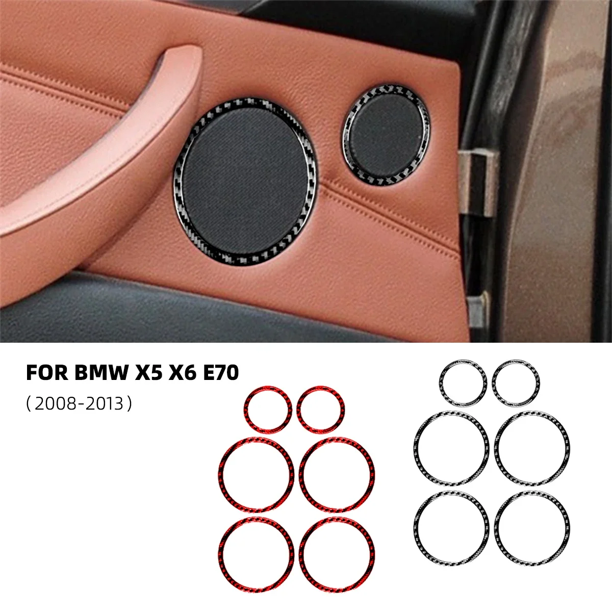 

For BMW X5 E70 X6 2008-2013 Car-styling Carbon Fiber Car Door Inner Horn Decorative Frame Car Accesorios Voiture Car Stickers