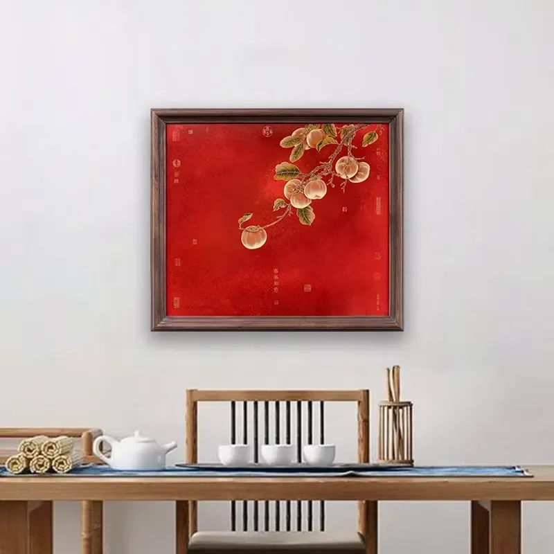 Persimmon Still Life Hanging Painting Brass Core Metal Handicraft New Chinese Style Movable Handmade Wall Mount Housewarming