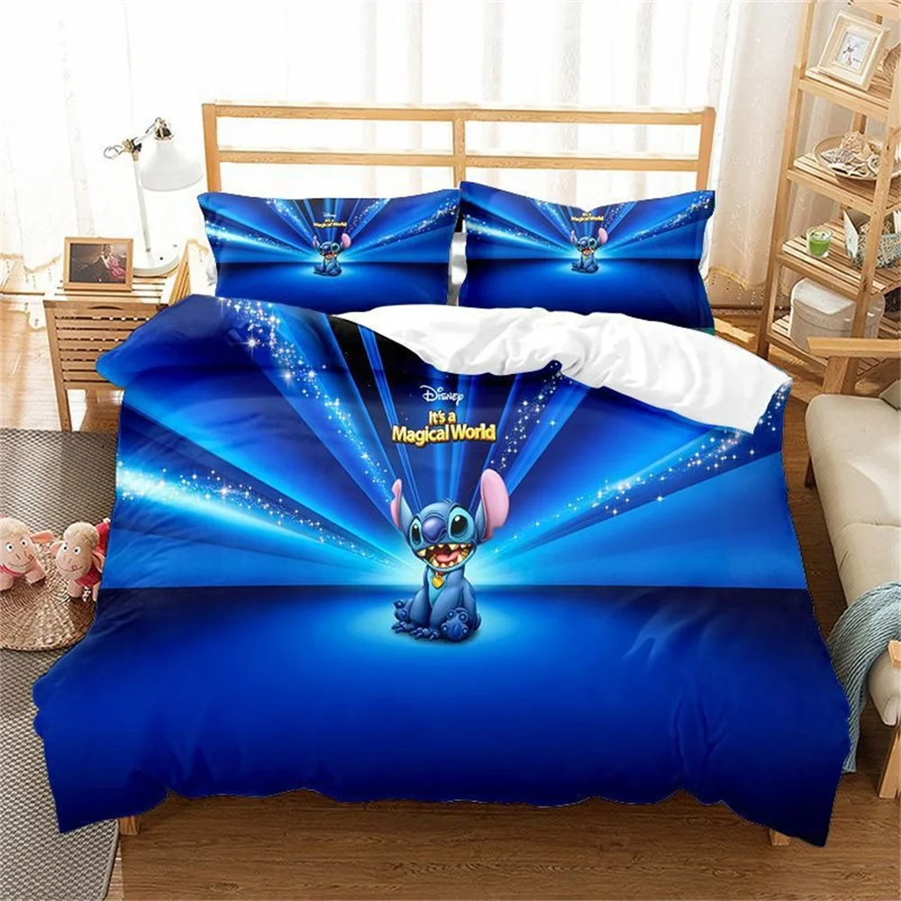 Disney Stitch Bedding Children's Holiday Gifts Cartoon 3D Printed Children's Home Textile Set Quilt Cover Pillowcase