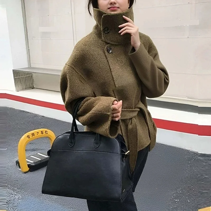 

Осень-зима 202, новое женское свободное уличное шерстяное однотонное женское пальто, модное пальто с поясом в стиле пэчворк, женская куртка с длинными рукавами и лацканами