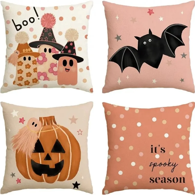 Color life Halloween throwing pillowcase, pumpkin polka dot pillowcase interior sofa decorative cushion cover