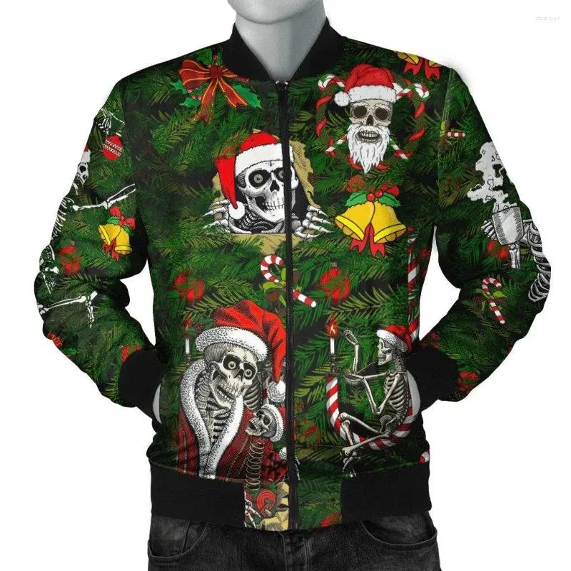 Autumn Fashion Men's Jacket Christmas Skull 3D Print Coat Men Clothing Comfort Long Sleeve Casual Streetwear Male Tops Jackets