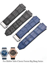 For Hublot Yubo Watch Strap 19x26mm Men's Classic Fusion Big Bang Series High End Crocodile Texture Genuine Leather Watchbands