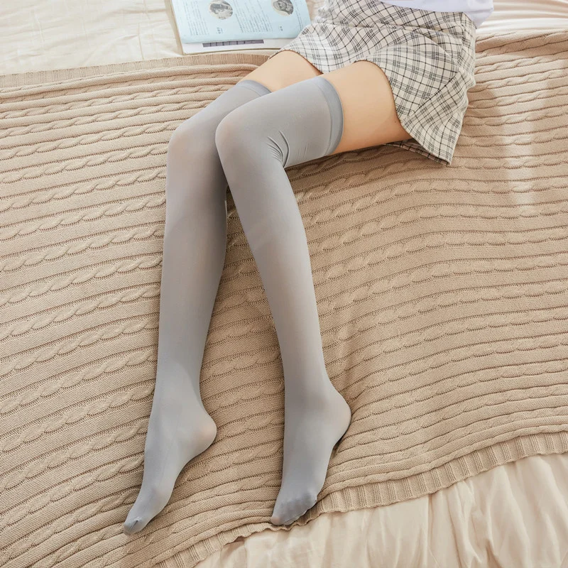 Women sexy long socks lace over knee thigh velvet stocking transparent pantyhose tight silk college style PR215
