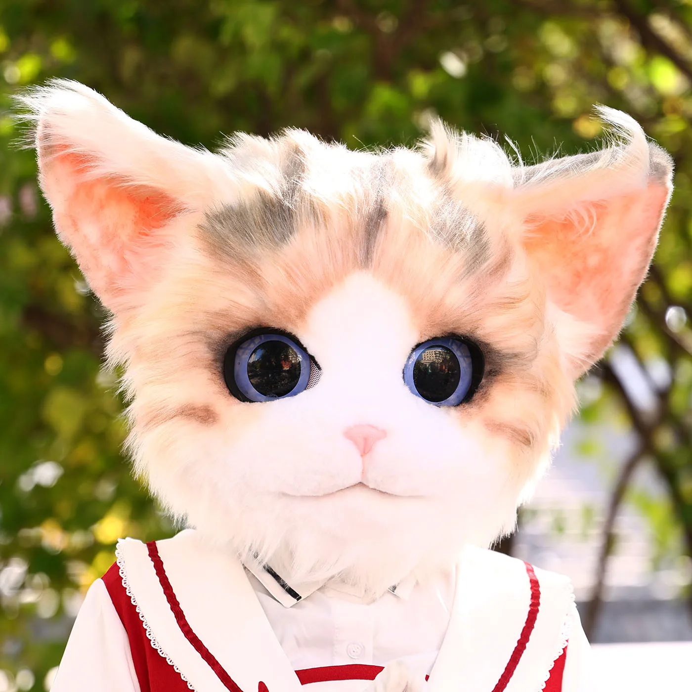 Ręcznie robiona futrzana maska kota Kigurumi Cosplay Anime Perski kot Fursuit Głowa Futrzana maska głowy Kig Halloween Performance Prop Kid Gift