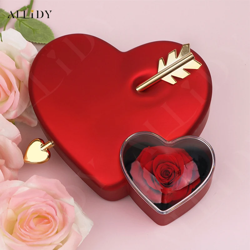 Allidy - Valentine\'s Day Creative Heart-piercing Rose Jewelry Box and 100 Languages ​​​​I Love You Projection Necklace Gift Set