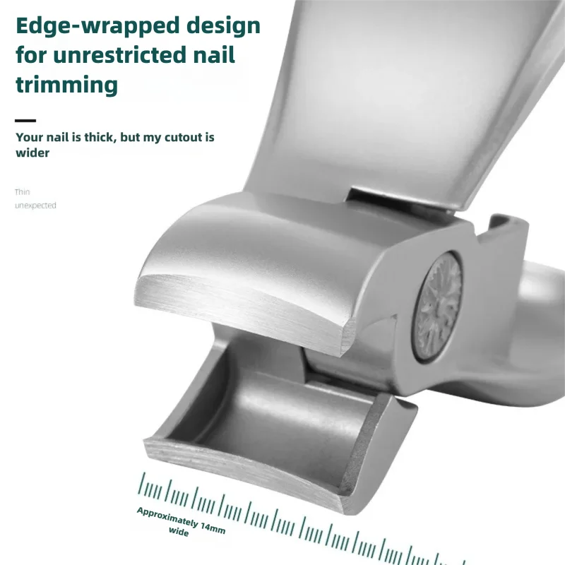 Cortauñas pequeño y de gran apertura, mecanismo antisalpicaduras, cortaúñas de acero inoxidable con proceso de polvo, 1 Uds.