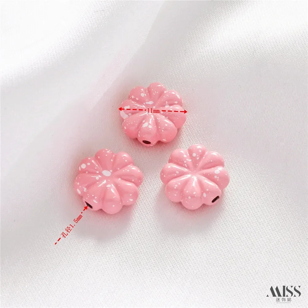 Peinture de rétention de couleur, série rose, blanc, mignon, perle à trou traversant, bricolage, Bracelet, collier, accessoires de ficelle