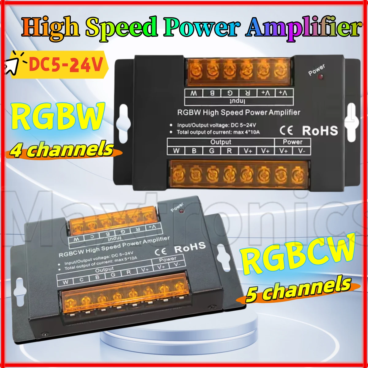 

НОВЫЙ высокоскоростной усилитель сигнала RGBW/RGBCW, 4/5 каналов, DC5/12/24 В, 40/50 А, повторитель данных для 5050 RGB + CCT светодиодных лент