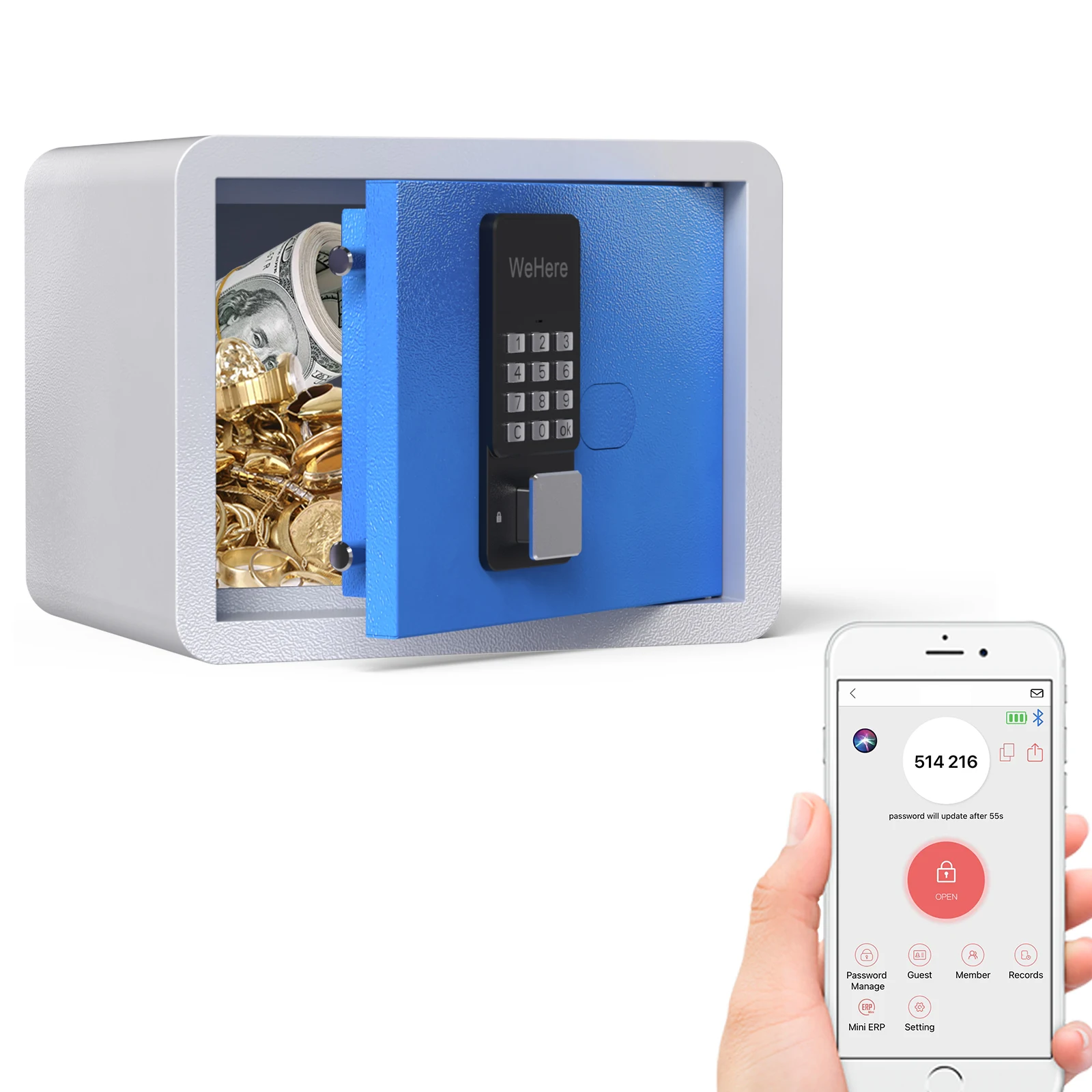 

WeHere SFB1001 Металлический огнестойкий мини-умный электронный сейф Цифровые деньги Caja Fuerte Депозитный сейф для отеля и дома
