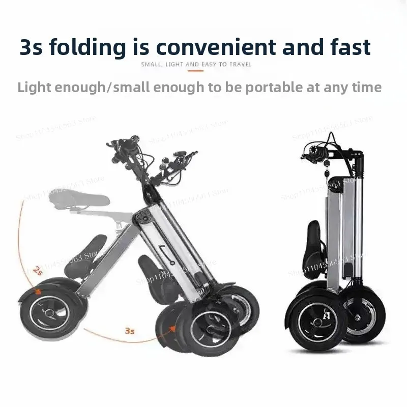 Light Portable Folding Electric Scooter Brushless Motor 3 Wheel Tricycle Aluminum Alloy Lithium Battery