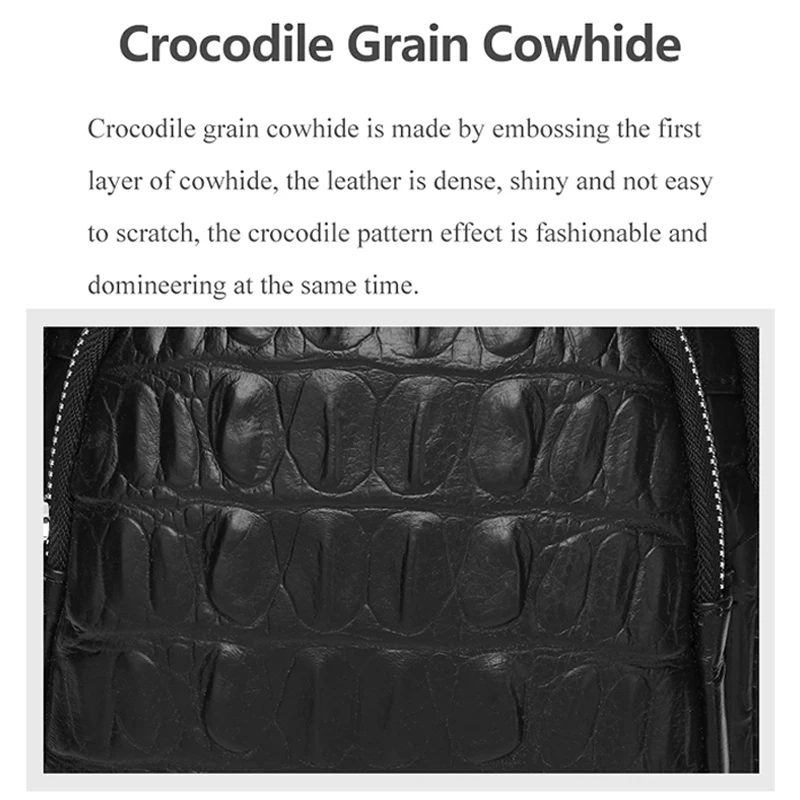 SCHLATUM Genuine Leather Crocodile Grain Chest Bag For Men Fashion Crossbody Personal Pocket Bag Shoulder Bag