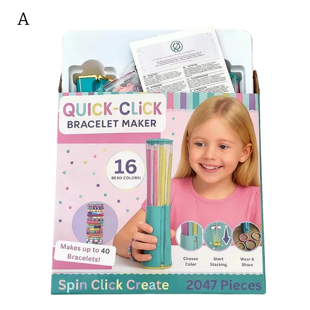 ชุดทำสร้อยข้อมือพีวีซีแบบคลิกใหม่ ชุดทำเครื่องประดับลูกปัดทำมือ ชุดทำลูกปัดแบบคลิก DIY ง่ายๆ ของเล่น DIY สำหรับเด็กผู้หญิง