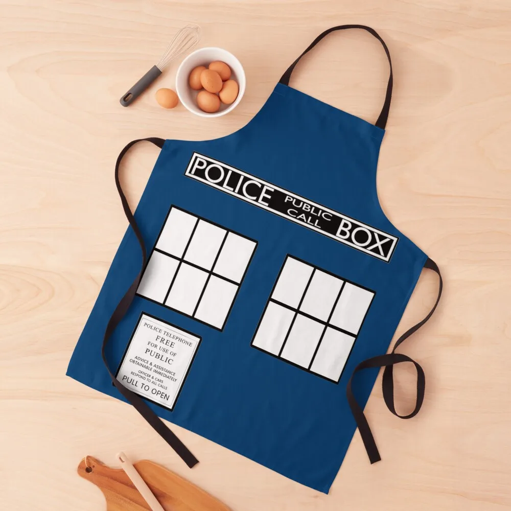 

Simplified Police Box - Version 2 Apron For Cosmetologist Men's Kitchen Restaurant Kitchen Equipment Apron
