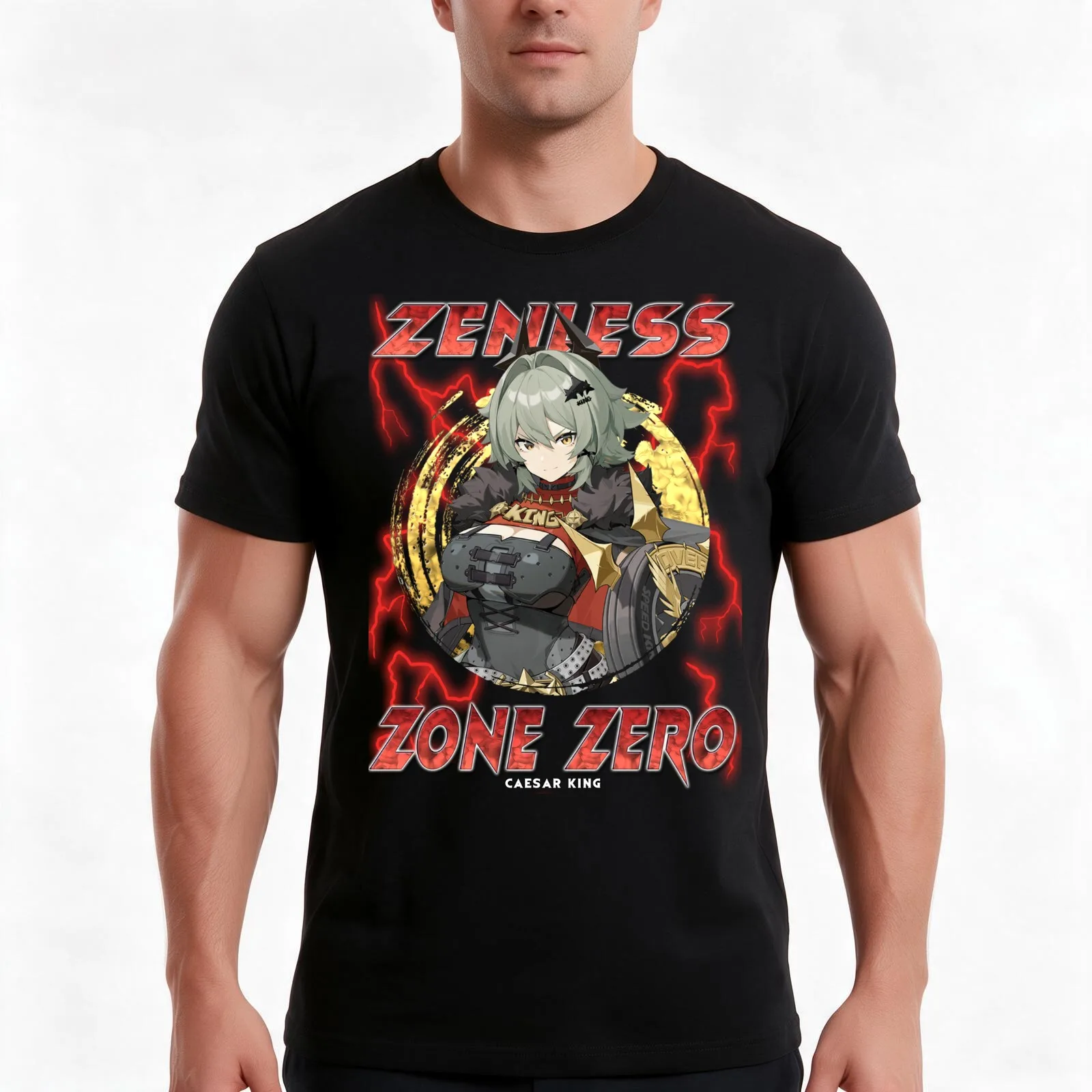 Zenless Zone Zero - Caesar King T-Shirt Summer Casual Cotton Tee Oversized Streetwear Tops Vintage Graphic Print 100% Cotton