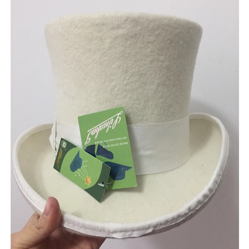 LIHUA Women Party Fashion Wool Tophats Men\'s Flat Top Hats 100% Wool Derby Hat Felt 18cm/7inch Bowler Hat Magic Hat