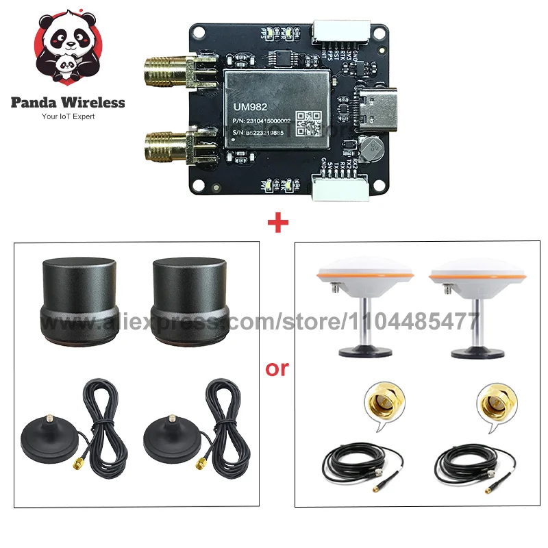 Unicore EM-982D3 RTK GPS/Beidou/Glonass/Galileo QZSS GIS UM982 with MMCX naar SMA/TNC naar MMCX AND 901A/500 antenne kits
