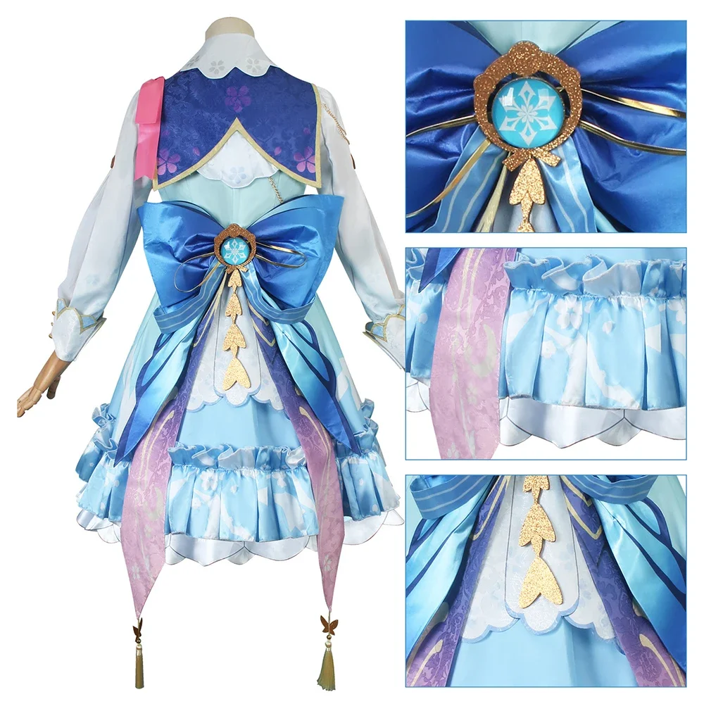 Kamisato Ayaka Traje de Cosplay Feminino, Genshin Impact, Pele, Novo, Halloween, Trajes para Meninas, Vestido, Jogo