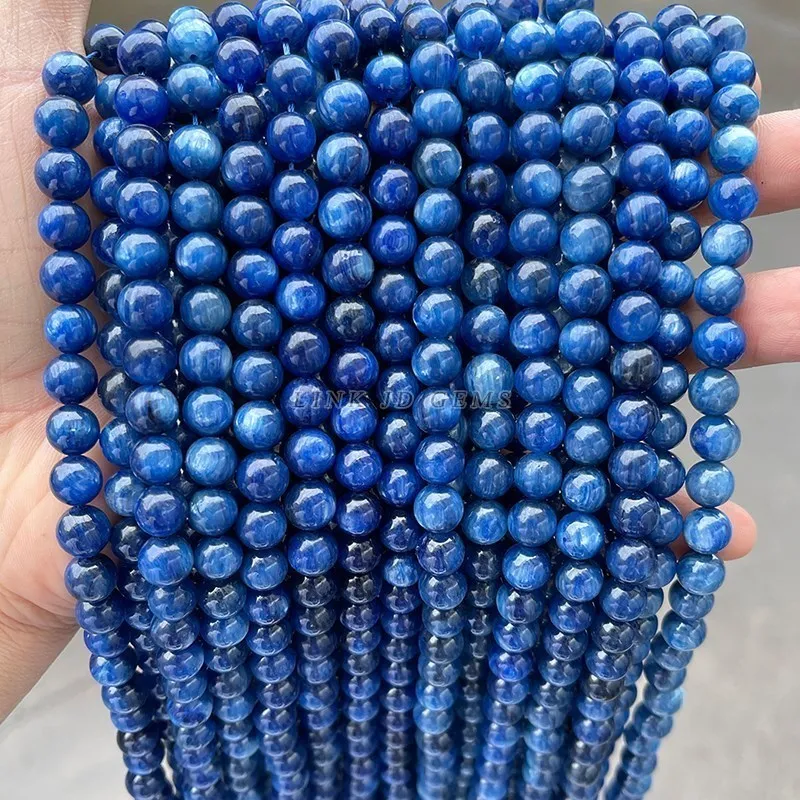 Wholesale 6 8 10mm Blue Kyanite Beads Round Loose Spacer Pick Size For Jewelry Making Diy Necklace Bracelet Accessory 15\