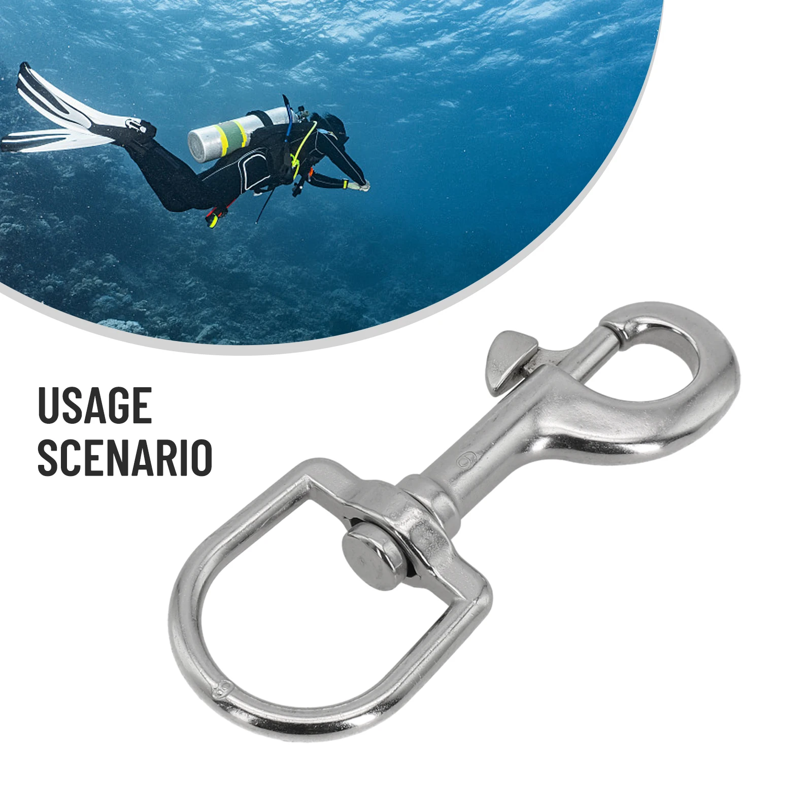 1Pc Heavy Duty 316 Stainless Steel Swivel Snap Hook Rustproof Eye Bolt Spring Clip For Scuba Gear Camping Tent And Dog Leash