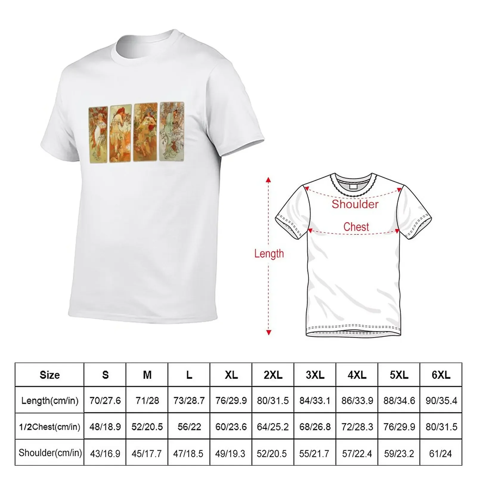 New Mucha Four Seasons Collection 1896 T-Shirt vintage clothes Tee shirt oversized t shirt Men's t-shirts