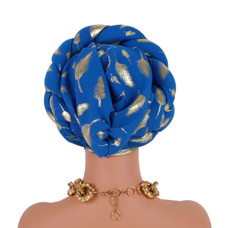 Bronzeador Africano Headtie Braid Turbante Caps para Mulheres, Nigéria Wedding Party Chapelaria, Auto Gele Feminino Cabeça Wraps