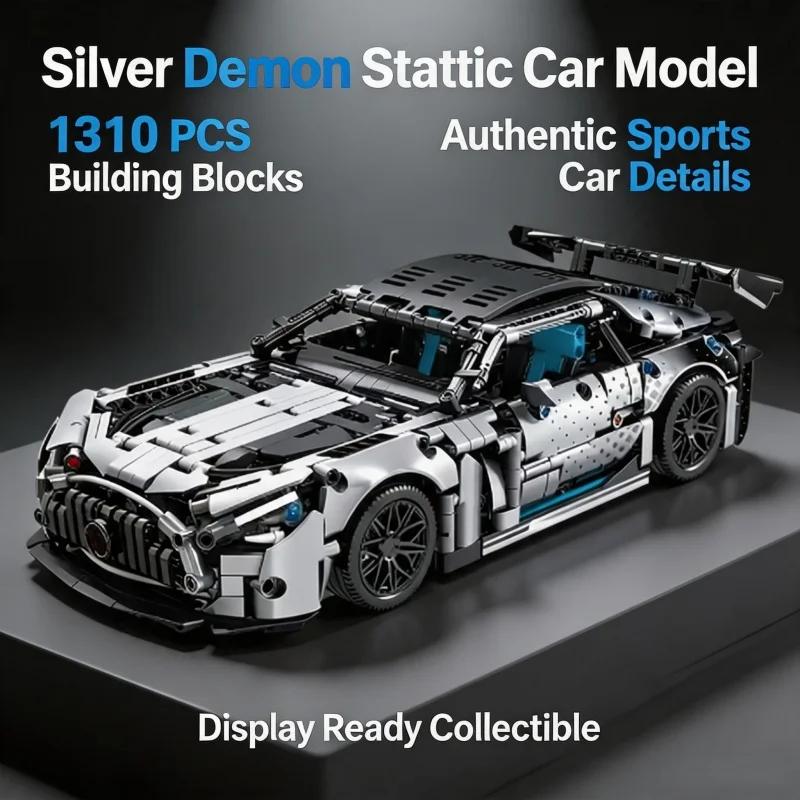1310 PCS Racing Car Building Blocks Set, 1:14 Scale Technical Sports Vehicle Model Kit for Adults, Assembly Toys Birthday Gifts
